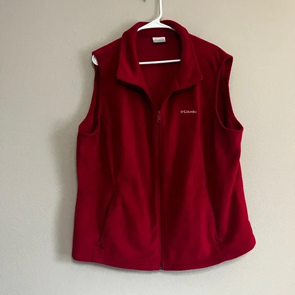 COLUMBIA Steens Mountain Fleece Vest Mens Red Full Zip Outdoor Hiking 3XL - Picture 1 of 5
